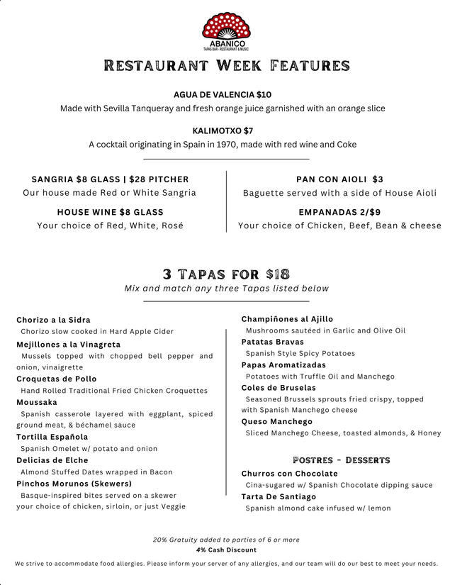 MENU - TAP TO ENLARGE
